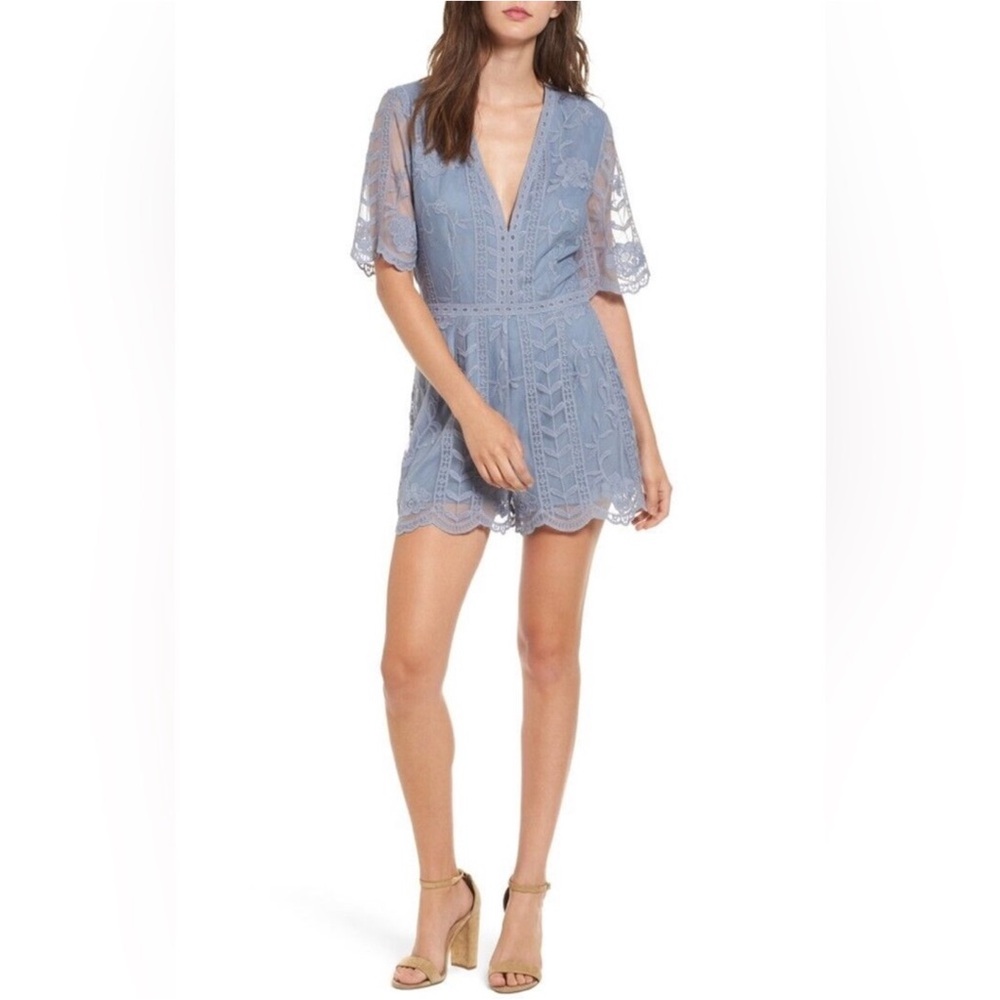 Socialite Dove Blue/Gray Lace Mini Dress Size XXL